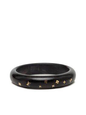 Louis Vuitton Monogram Bracelet Sylvania TPM Bangle M Dark Brown Gold Wood